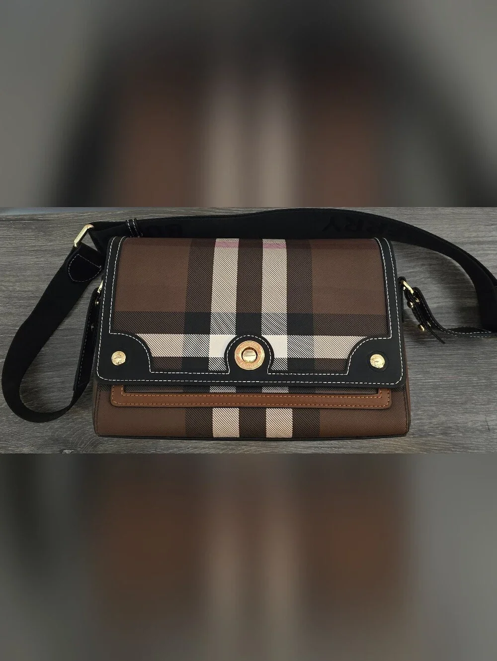 Classic Plaid Brown Crossbody Shoulder Bag